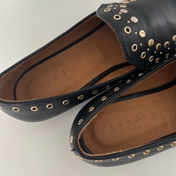 NWOT Black Leather Studded Women’s Loafers - Picture 5 of 8
